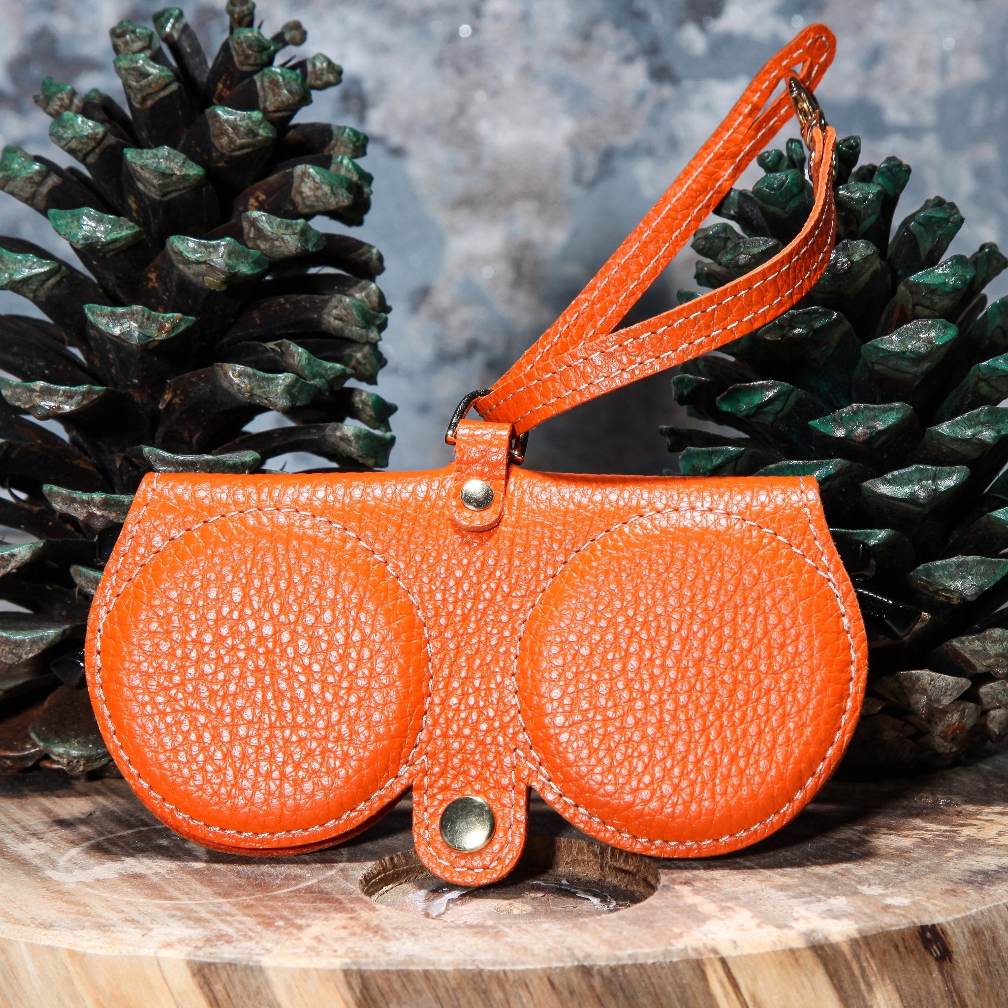 Genuine Leather Eyewear Case Orange