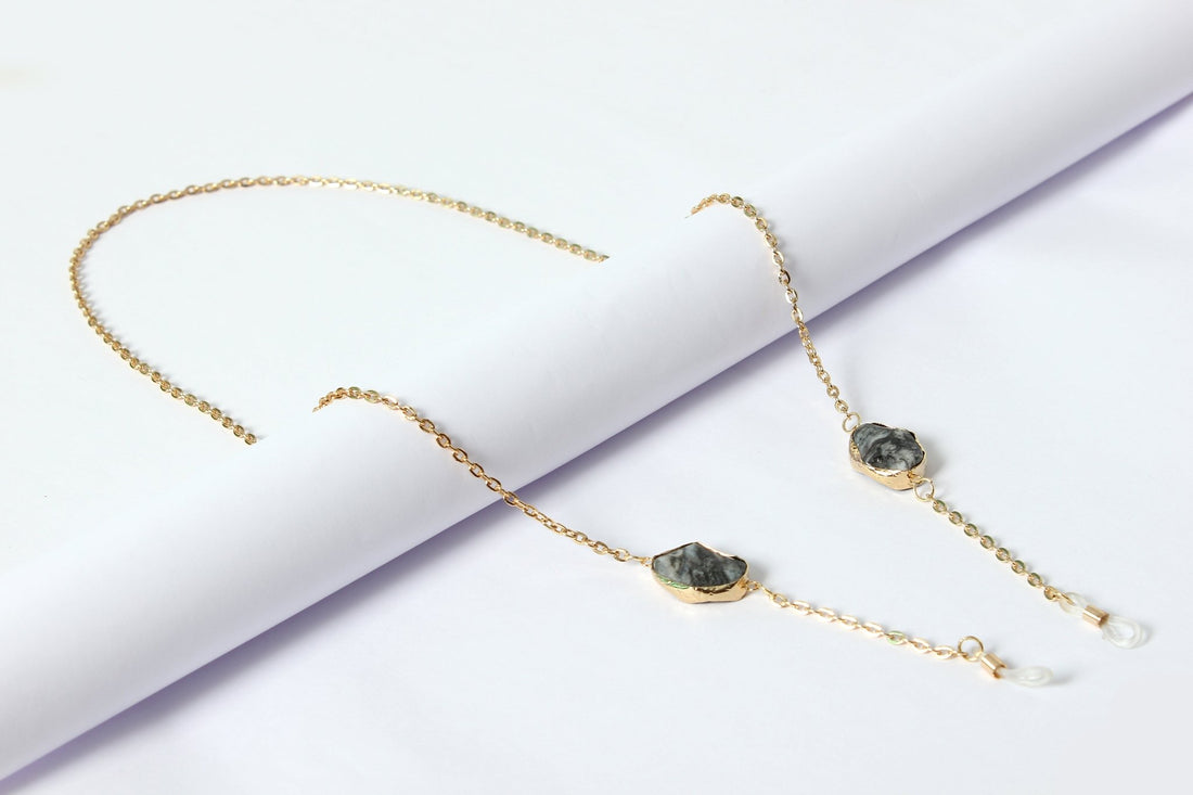Sunglasses & Eyewear Chain With Natural Black Stone - Mirage5 - 1 - Gio Mia by Feray